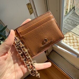 Michael Kors Tan Leather Card Holder with Chain